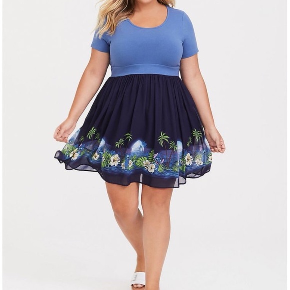 Torrid x Disney Lilo & Stitch Blue Fit & Flare Babydoll Skater Dress 2X 18 20 - Picture 16 of 16